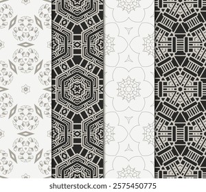 set of Seamless texture of floral decorative ornament. Vector illustration. For the interior design, printing