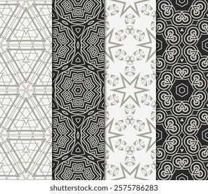 set of Seamless texture of floral decorative ornament. Vector illustration. For the interior design, printing