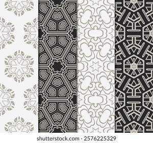 set of Seamless texture of floral decorative ornament. Vector illustration. For the interior design, printing