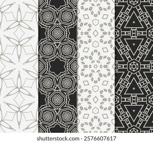 set of Seamless texture of floral decorative ornament. Vector illustration. For the interior design, printing