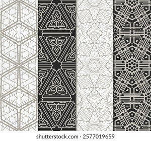 set of Seamless texture of floral decorative ornament. Vector illustration. For the interior design, printing