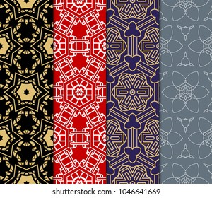 set of Seamless texture of floral ornament. Vector illustration. For the interior design, printing, web and textile