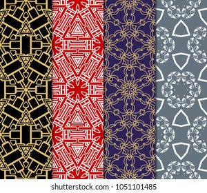 set of Seamless texture of floral ornament. Vector illustration. For the interior design, printing, web and textile