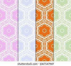 Set of Seamless texture of floral ornament. Vector illustration. For the interior design, printing, web and textile.