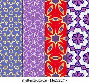Set of Seamless texture of floral ornament. Vector illustration. For the interior design, printing, web and textile.