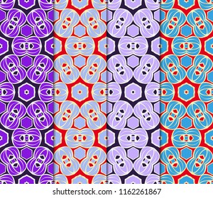 Set of Seamless texture of floral ornament. Vector illustration. For the interior design, printing, web and textile.
