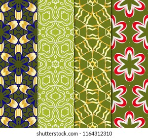 Set of Seamless texture of floral ornament. Vector illustration. For the interior design, printing, web and textile.