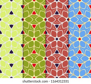 Set of Seamless texture of floral ornament. Vector illustration. For the interior design, printing, web and textile.