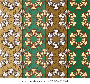 Set of Seamless texture of floral ornament. Vector illustration. For the interior design, printing, web and textile.