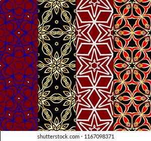 Set of Seamless texture of floral ornament. Vector illustration. For the interior design, printing, web and textile.