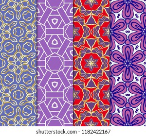 Set of Seamless texture of floral ornament. Vector illustration. For the interior design, printing, web and textile.