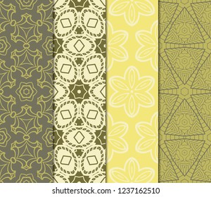 Set Of Seamless Texture Of Floral Ornament. Vector Illustration. For The Interior Design, Printing, Web And Textile.