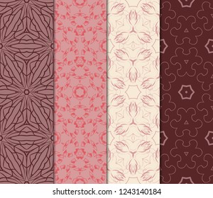 Set Of Seamless Texture Of Floral Ornament. Vector Illustration. For The Interior Design, Printing, Web And Textile.