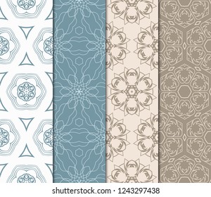 Set Of Seamless Texture Of Floral Ornament. Vector Illustration. For The Interior Design, Printing, Web And Textile.