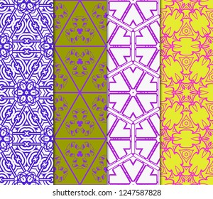 Set Of Seamless Texture Of Floral Ornament. Vector Illustration. For The Interior Design, Printing, Web And Textile