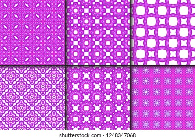 Set Of Seamless Texture Of Floral Ornament. Vector Illustration. For The Interior Design, Printing, Web And Textile