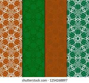 Set Of Seamless Texture Of Floral Ornament. Vector Illustration. For The Interior Design, Printing, Web And Textile