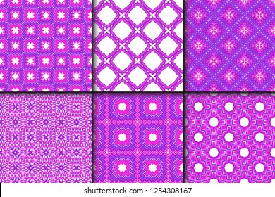 Set Of Seamless Texture Of Floral Ornament. Vector Illustration. For The Interior Design, Printing, Web And Textile