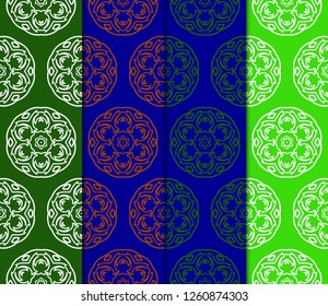 Set Of Seamless Texture Of Floral Ornament. Vector Illustration. For The Interior Design, Printing, Web And Textile