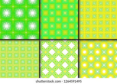 Set Of Seamless Texture Of Floral Ornament. Vector Illustration. For The Interior Design, Printing, Web And Textile