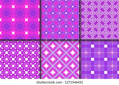 Set Of Seamless Texture Of Floral Ornament. Vector Illustration. For The Interior Design, Printing, Web And Textile