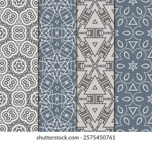 set of Seamless texture of floral ornament. Vector illustration. For the interior design, printing, web and textile