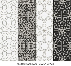 set of Seamless texture of floral ornament. Vector illustration. For the interior design, printing, web and textile