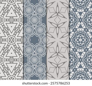 set of Seamless texture of floral ornament. Vector illustration. For the interior design, printing, web and textile