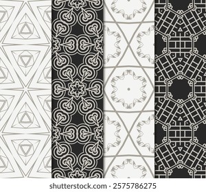 set of Seamless texture of floral ornament. Vector illustration. For the interior design, printing, web and textile