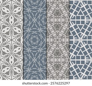 set of Seamless texture of floral ornament. Vector illustration. For the interior design, printing, web and textile