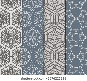 set of Seamless texture of floral ornament. Vector illustration. For the interior design, printing, web and textile