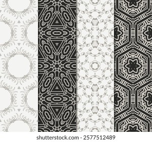 set of Seamless texture of floral ornament. Vector illustration. For the interior design, printing, web and textile