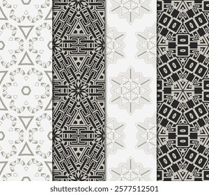 set of Seamless texture of floral ornament. Vector illustration. For the interior design, printing, web and textile