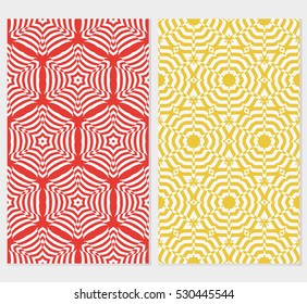 set of Seamless texture of floral ornament. Optical illusion. Vector illustration. For the interior design, printing, web and textile