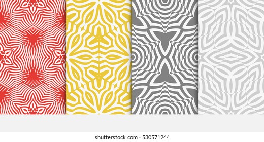 set of Seamless texture of floral ornament. Optical illusion. Vector illustration. For the interior design, printing, web and textile
