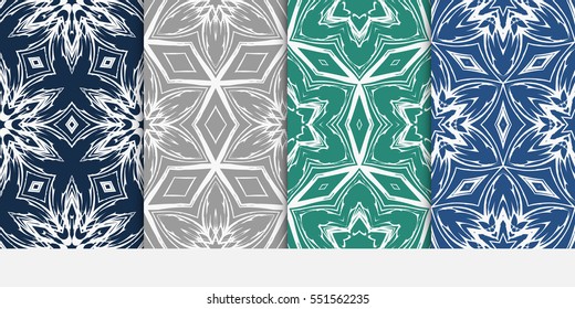 set of Seamless texture of floral ornament. Optical illusion. Vector illustration. For the interior design, printing, web and textile