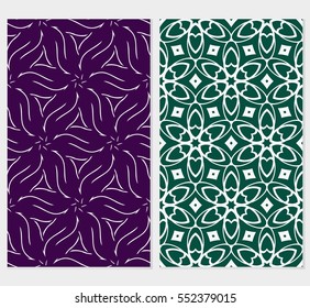 set of Seamless texture floral ornament. Vector illustration. For the interior design, printing, web and textile. purple, green background
