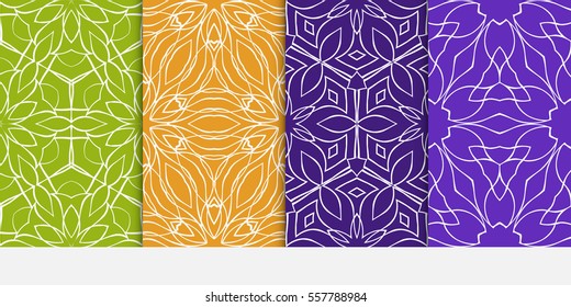 set of Seamless texture of floral ornament. Vector illustration. For design, printing, web and textile. color.