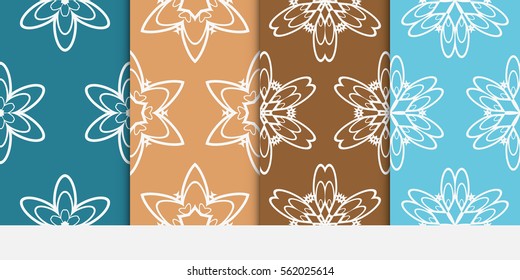 set of Seamless texture of floral ornament. Vector illustration. For interior design, printing, web and textile