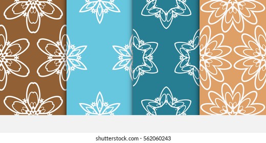 set of Seamless texture of floral ornament. Vector illustration. For interior design, printing, web and textile