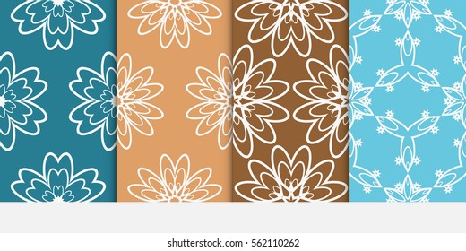 set of Seamless texture of floral ornament. Vector illustration. For interior design, printing, web and textile