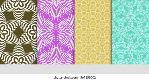 set of Seamless texture of floral ornament. Vector illustration. For the interior design, printing, web and textile