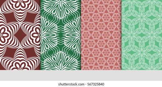 set of Seamless texture of floral ornament. Vector illustration. For the interior design, printing, web and textile