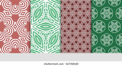 set of Seamless texture of floral ornament. Vector illustration. For the interior design, printing, web and textile