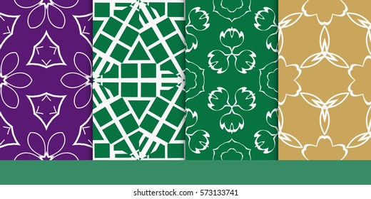 set of Seamless texture of floral ornament. Vector illustration. For the interior design, printing, web and textile