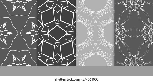 set of Seamless texture of floral ornament. Vector illustration.