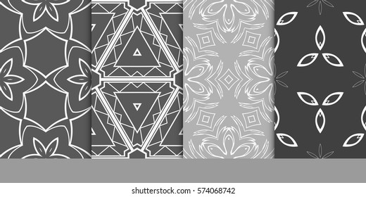 set of Seamless texture of floral ornament. Vector illustration. For the interior design, printing, web and textile