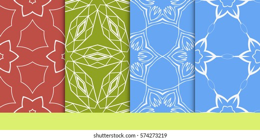 set of Seamless texture of floral ornament. Vector illustration. For the interior design, printing, web and textile