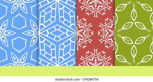 set of Seamless texture of floral ornament. Vector illustration. For the interior design, printing, web and textile