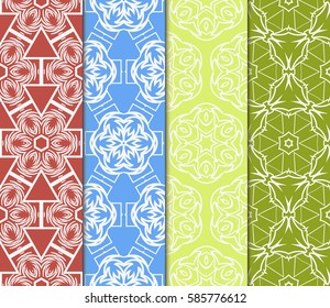 set of Seamless texture of floral ornament. Vector illustration. For the interior design, printing, web and textile